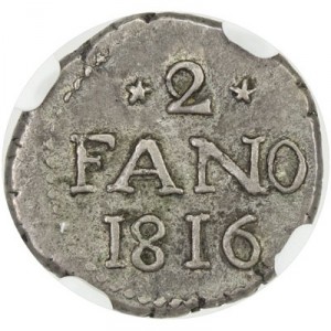 Реверс монеты Индия, 2 фано, 1816-1818