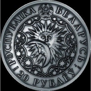 Аверс монеты Беларусь, 20 рублей, 2013, Весы /с кристаллами Сваровски/
