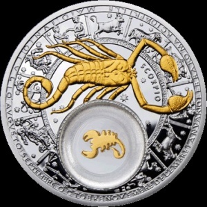 Реверс монеты Беларусь, 20 рублей, 2013, Скорпион /с позолотой/
