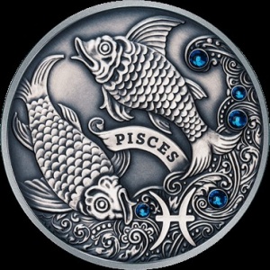 Реверс монеты Беларусь, 20 рублей, 2013, Рыбы /с кристаллами Сваровски/