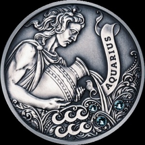 Реверс монеты Беларусь, 20 рублей, 2013, Водолей /с кристаллами Сваровски/