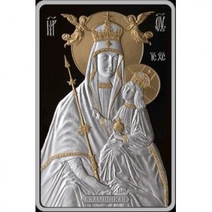 Реверс монеты Беларусь, 500 рублей, 2014, Икона Пресвятой Богородицы "Белыничская"