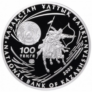 Аверс монеты Казахстан, 100 тенге, 2009, Великие полководцы - Аттила