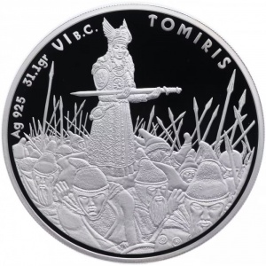 Реверс монеты Казахстан, 100 тенге, 2010, Великие полководцы - Томирис