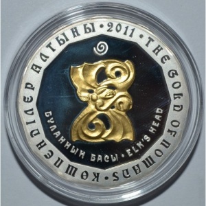 Реверс монеты Казахстан, 500 тенге, 2011, Золото Номадов - Голова лося