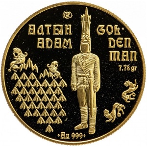 Реверс монеты Казахстан, 1000 тенге, 2001, Достопримечательности Казахстана - Золотой человек