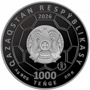 Аверс монеты Казахстан, 1000 тенге, 2026, Чемпионат мира по футболу 2026 года