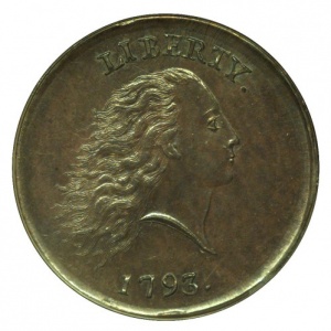 Аверс монеты США, 1 цент, 1793, Flowing Hair Cent