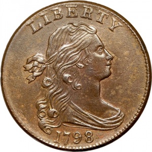 Аверс монеты США, 1 цент, 1796-1807, Драпированный бюст по центру