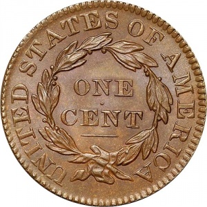Реверс монеты США, 1 цент, 1816-1839