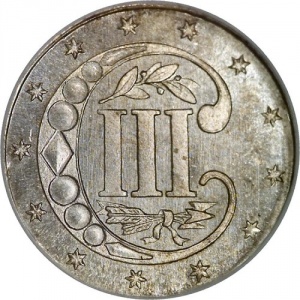 Реверс монеты США, 3 цента, 1854-1858