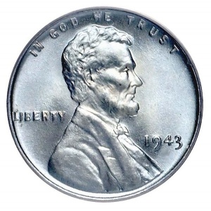 Аверс монеты США, 1 цент, 1943