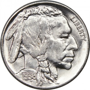 Аверс монеты США, 5 центов, 1913-1938, Бизон Никель
