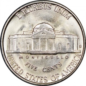 Реверс монеты США, 5 центов, 1938-1942, Джефферсон Никель