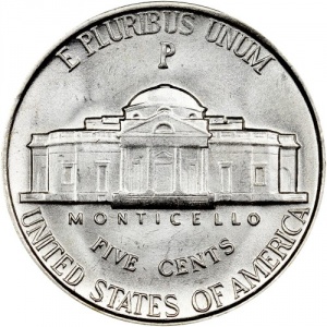 Реверс монеты США, 5 центов, 1942-1945, Джефферсон Никель