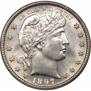 Аверс монеты США, ¼ доллара, 1892-1916, Barber Quarter