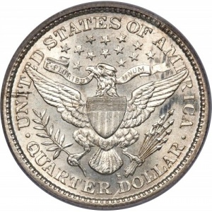 Реверс монеты США, ¼ доллара, 1892-1916, Barber Quarter