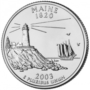 Реверс монеты США, ¼ доллара, 2003, Квотер штата Мэн
