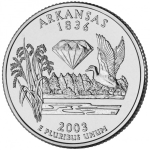 Реверс монеты США, ¼ доллара, 2003, Квотер штата Арканзас