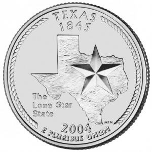 Реверс монеты США, ¼ доллара, 2004, Квотер штата Техас