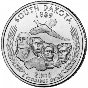 Реверс монеты США, ¼ доллара, 2006, Квотер штата Южная Дакота