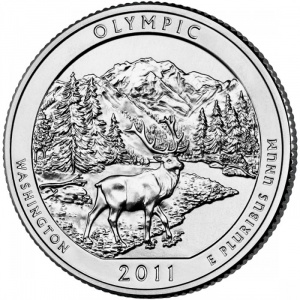 Реверс монеты США, ¼ доллара, 2011, Национальный парк Олимпик