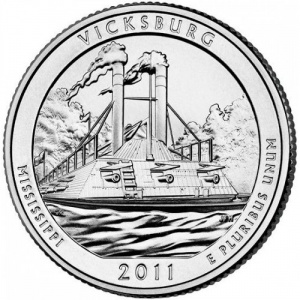 Реверс монеты США, ¼ доллара, 2011, Национальный парк Виксбург