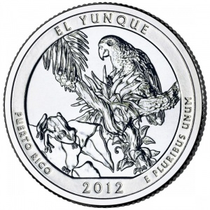 Реверс монеты США, ¼ доллара, 2012, Национальный лес Эль-Юнке