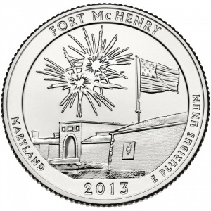 Реверс монеты США, ¼ доллара, 2013, Национальный памятник Форт Мак-Генри