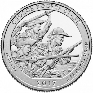 Реверс монеты США, ¼ доллара, 2017, Национальный исторический парк имени Джорджа Роджерса Кларка