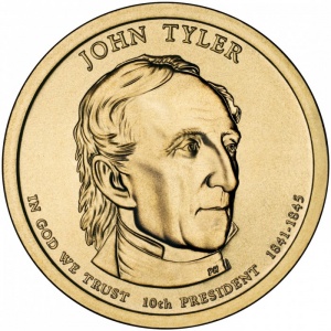 Аверс монеты США, 1 доллар, 2009, Президент США - Джон Тайлер (1841-1845)