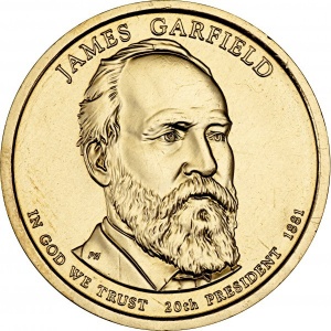 Аверс монеты США, 1 доллар, 2011, Президент США - Джеймс Гарфилд (1881)