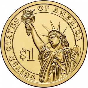 Реверс монеты США, 1 доллар, 2014, Президент США - Франклин Рузвельт (1933–1945)
