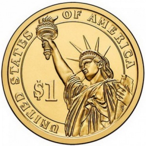 Реверс монеты США, 1 доллар, 2015, Президент США - Линдон Джонсон (1963–1969)