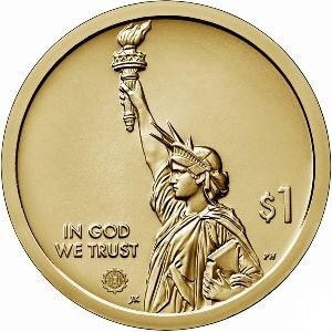 Аверс монеты США, 1 доллар, 2019, Джорджия. Сад попечителей