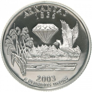 Реверс монеты США, ¼ доллара, 2003, Квотер штата Арканзас
