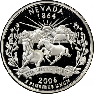 Реверс монеты США, ¼ доллара, 2006, Квотер штата Невада
