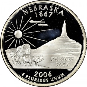 Реверс монеты США, ¼ доллара, 2006, Квотер штата Небраска