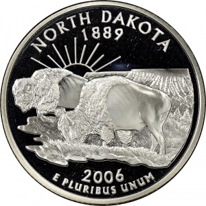 Реверс монеты США, ¼ доллара, 2006, Квотер штата Северная Дакота