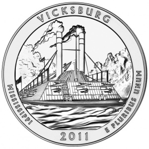 Реверс монеты США, ¼ доллара, 2011, Национальный парк Виксбург