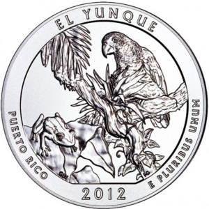 Реверс монеты США, ¼ доллара, 2012, Национальный лес Эль-Юнке