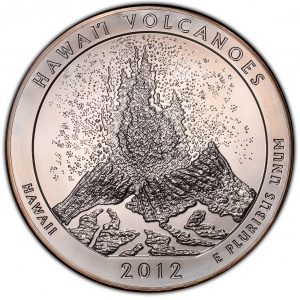Реверс монеты США, ¼ доллара, 2012, Национальный парк Гавайские вулканы