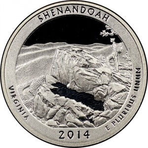 Реверс монеты США, ¼ доллара, 2014, Национальный парк Шенандоа