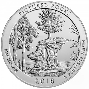 Реверс монеты США, ¼ доллара, 2018, Национальные озёрные побережья живописных камней