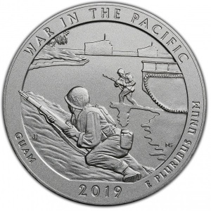 Реверс монеты США, ¼ доллара, 2019, Национальный исторический парк Войны в Тихом океане