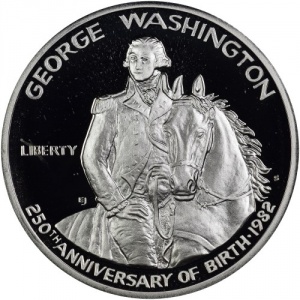 Аверс монеты США, ½ доллара, 1982, 250 лет со дня рождения Джорджа Вашингтона