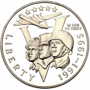 Аверс монеты США, ½ доллара, 1993, 50 лет победы во Второй Мировой войне
