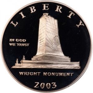 Аверс монеты США, ½ доллара, 2003, 100 лет первому полёту