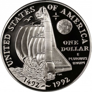 Реверс монеты США, 1 доллар, 1992, 500 лет путешествию Колумба