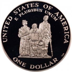 Аверс монеты США, 1 доллар, 1998, 275 лет со дня рождения Криспаса Эттакса